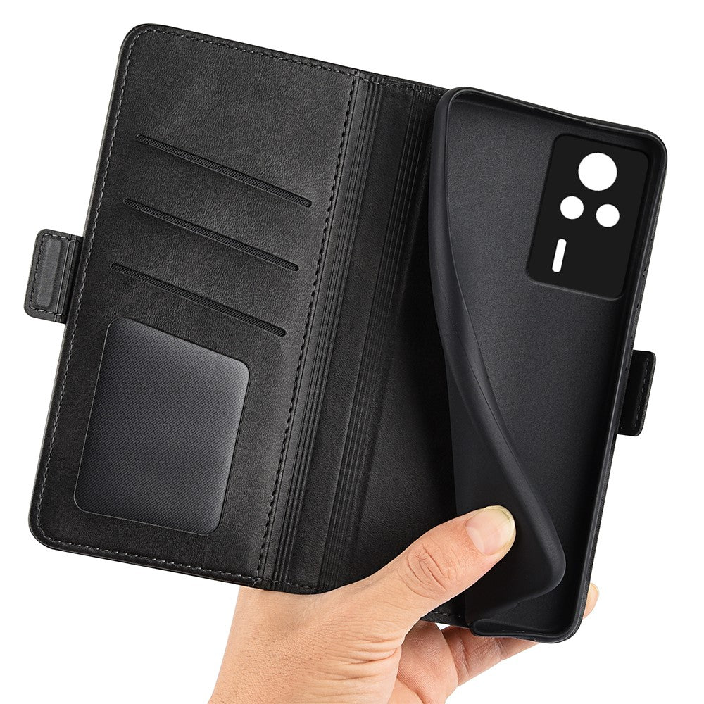 For Xiaomi Redmi K60E 5G Phone Stand Case Calf Texture PU Leather Wallet Cell Phone Cover