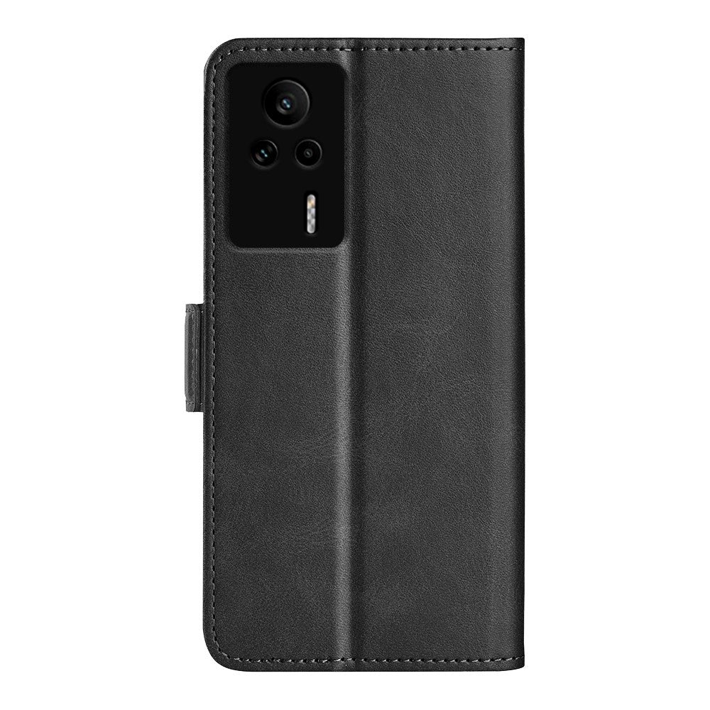 For Xiaomi Redmi K60E 5G Phone Stand Case Calf Texture PU Leather Wallet Cell Phone Cover