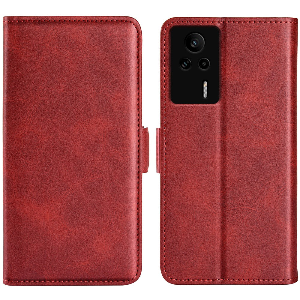For Xiaomi Redmi K60E 5G Phone Stand Case Calf Texture PU Leather Wallet Cell Phone Cover