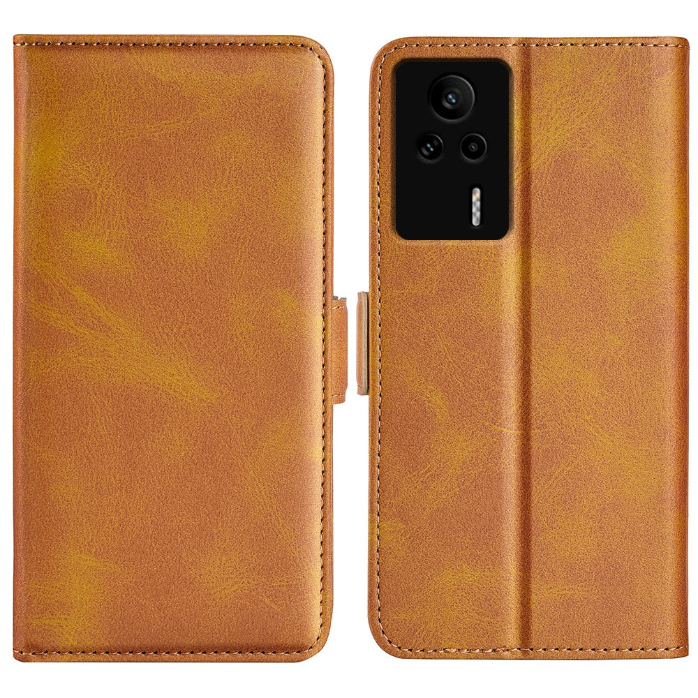 For Xiaomi Redmi K60E 5G Phone Stand Case Calf Texture PU Leather Wallet Cell Phone Cover