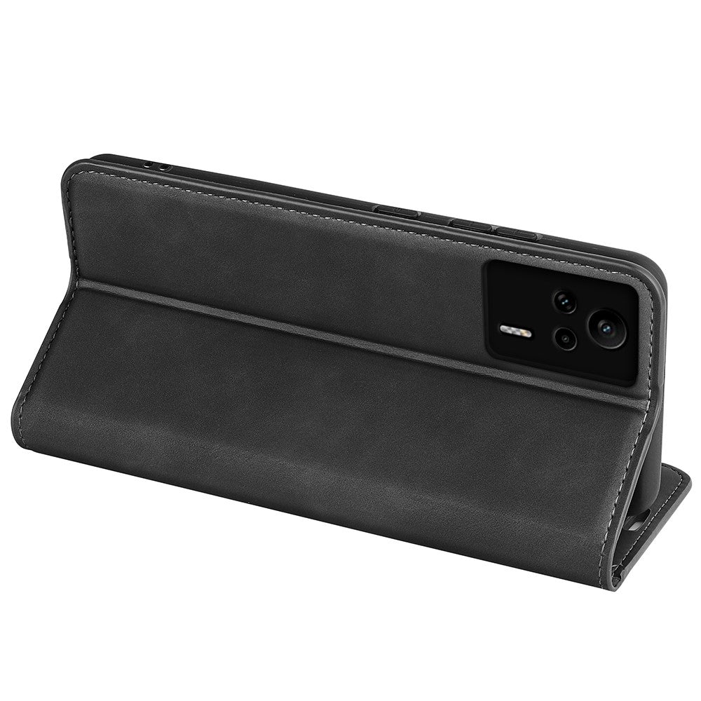 For Xiaomi Redmi K60E 5G Skin-touch Feeling Magnetic Wallet Case PU Leather  Flip Stand Phone Cover