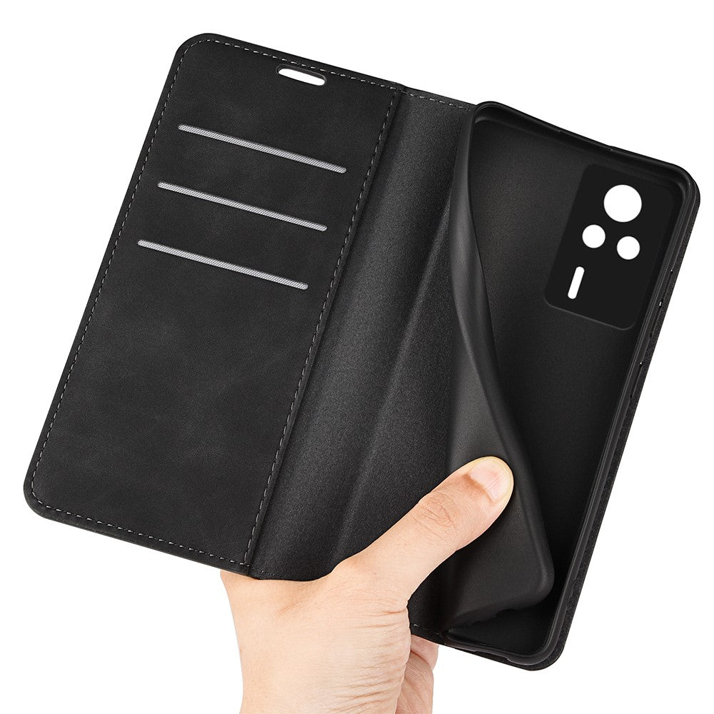 For Xiaomi Redmi K60E 5G Skin-touch Feeling Magnetic Wallet Case PU Leather  Flip Stand Phone Cover