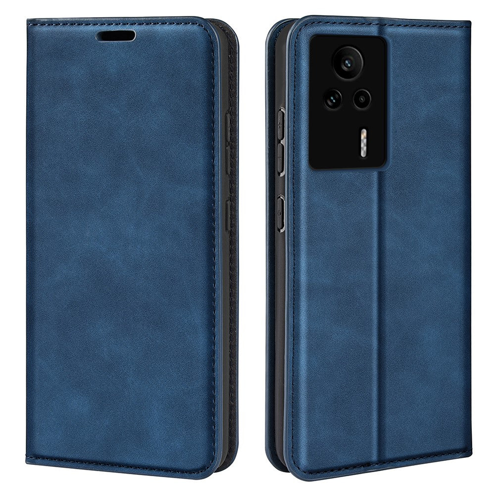 For Xiaomi Redmi K60E 5G Skin-touch Feeling Magnetic Wallet Case PU Leather  Flip Stand Phone Cover