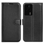 PU-läderfodral för Xiaomi Redmi K60E 5G, Litchi-texturerat plånboksfodral med stativ, stötdämpande