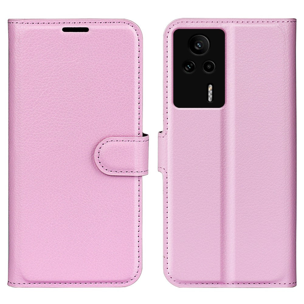 PU-läderfodral för Xiaomi Redmi K60E 5G, Litchi-texturerat plånboksfodral med stativ, stötdämpande