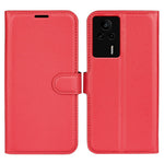 PU-läderfodral för Xiaomi Redmi K60E 5G, Litchi-texturerat plånboksfodral med stativ, stötdämpande