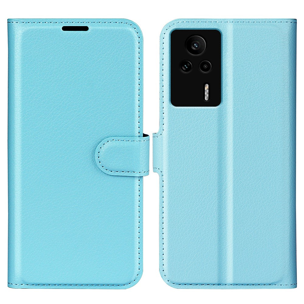 PU-läderfodral för Xiaomi Redmi K60E 5G, Litchi-texturerat plånboksfodral med stativ, stötdämpande