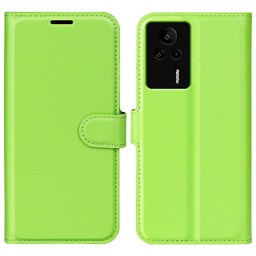 PU-läderfodral för Xiaomi Redmi K60E 5G, Litchi-texturerat plånboksfodral med stativ, stötdämpande