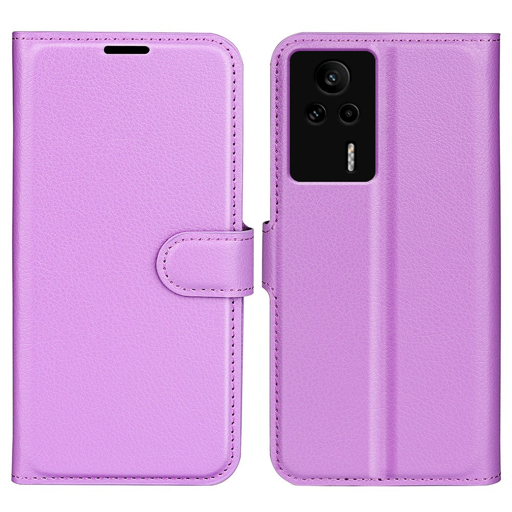 PU-läderfodral för Xiaomi Redmi K60E 5G, Litchi-texturerat plånboksfodral med stativ, stötdämpande