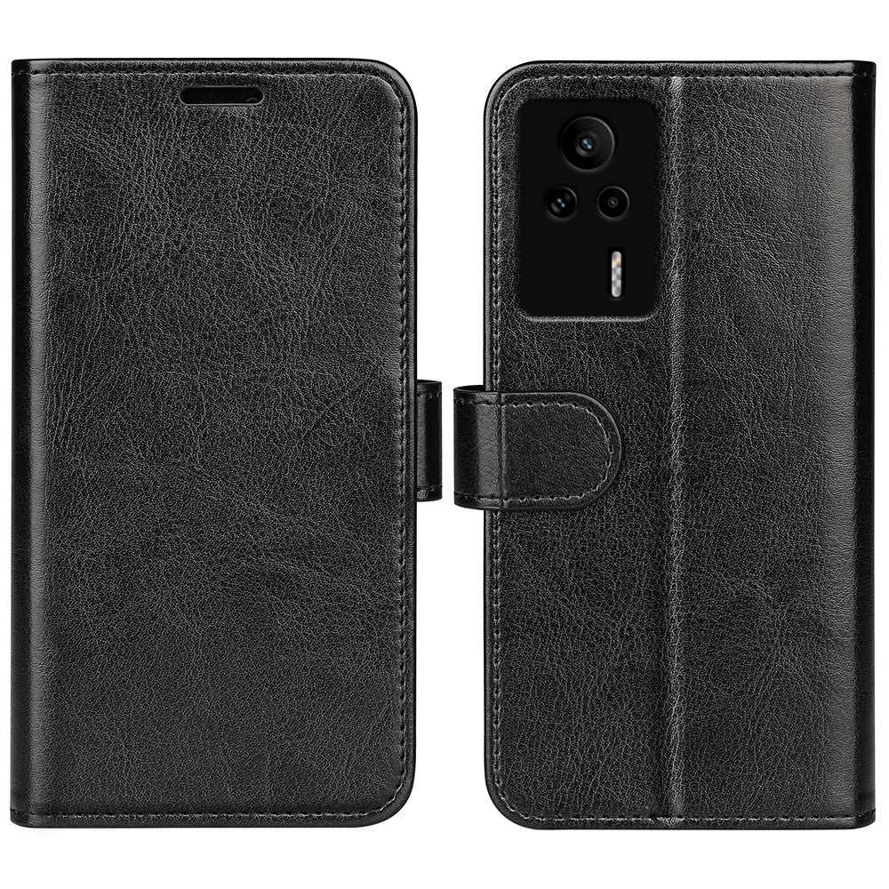 For Xiaomi Redmi K60E 5G Leather Phone Case Crazy Horse Texture Stand Drop-proof Flip Wallet Phone Cover