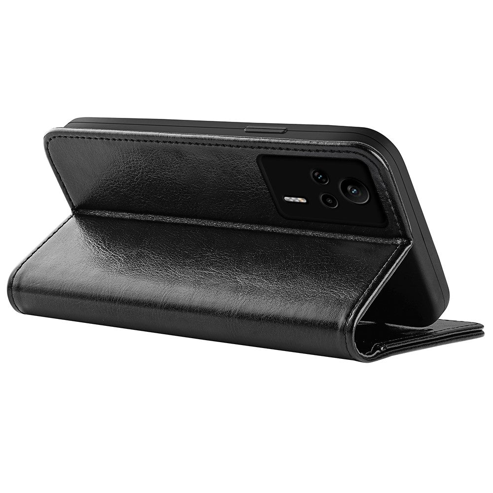 For Xiaomi Redmi K60E 5G Leather Phone Case Crazy Horse Texture Stand Drop-proof Flip Wallet Phone Cover