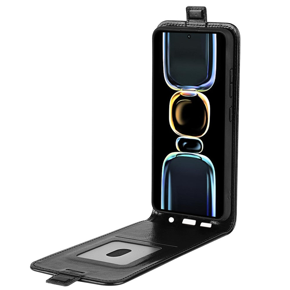 PU Leather Phone Cover For Xiaomi Redmi K60E 5G , Vertical Flip Crazy Horse Texture Card Holder Anti-drop Case