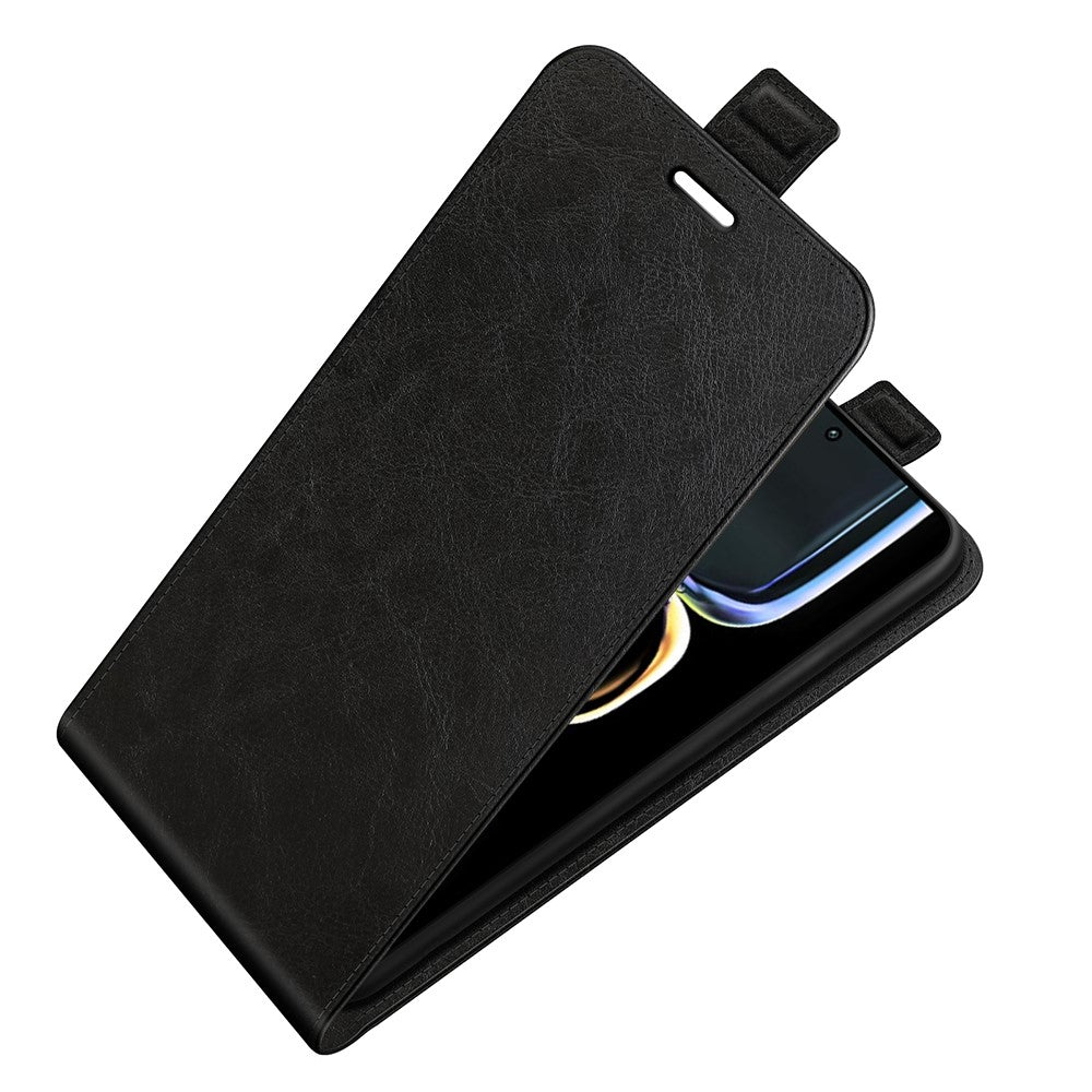 PU Leather Phone Cover For Xiaomi Redmi K60E 5G , Vertical Flip Crazy Horse Texture Card Holder Anti-drop Case