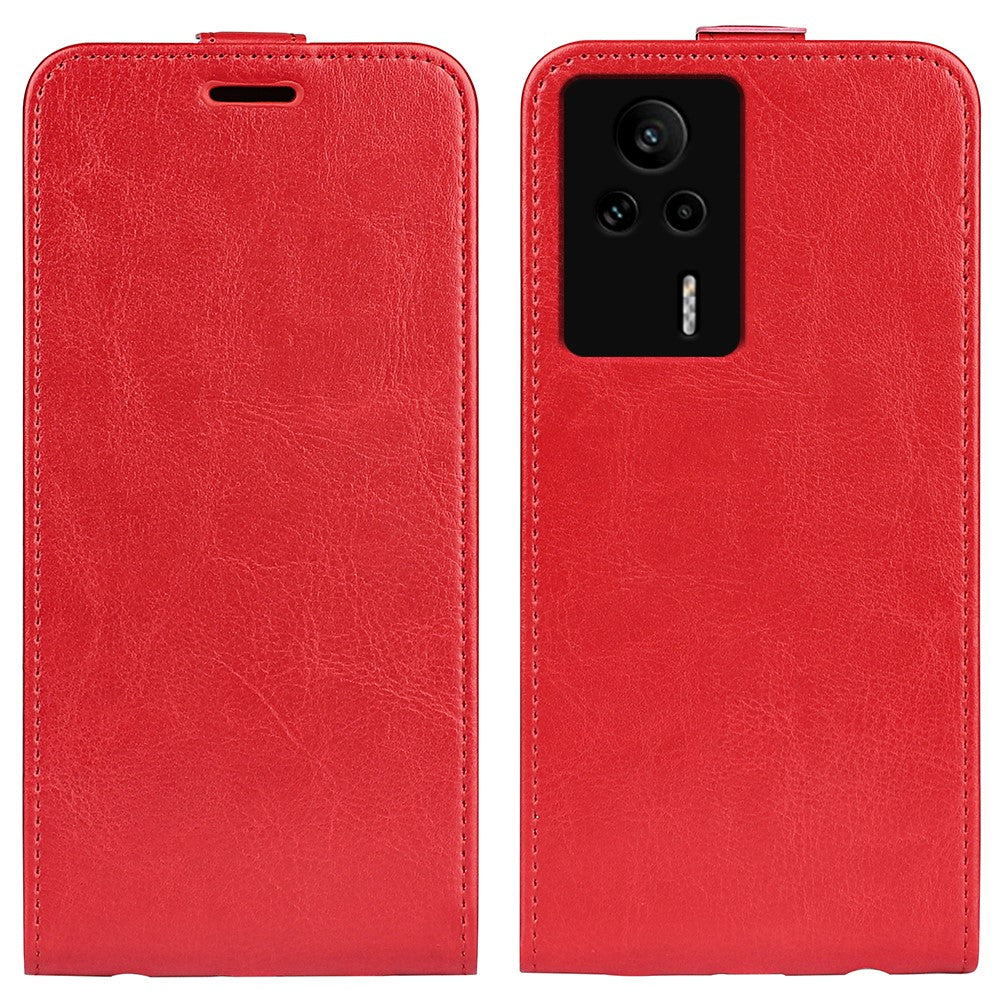 PU Leather Phone Cover For Xiaomi Redmi K60E 5G , Vertical Flip Crazy Horse Texture Card Holder Anti-drop Case