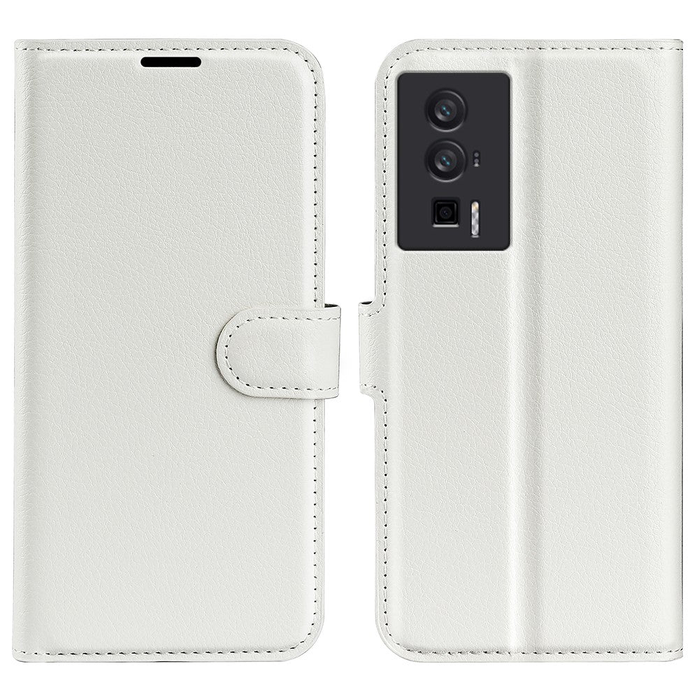 Smartphone-skal för Xiaomi Poco F5 Pro 5G / Redmi K60 Pro 5G / K60 5G Litchitextur PU-läderplånbok stötsäkert mobilskal