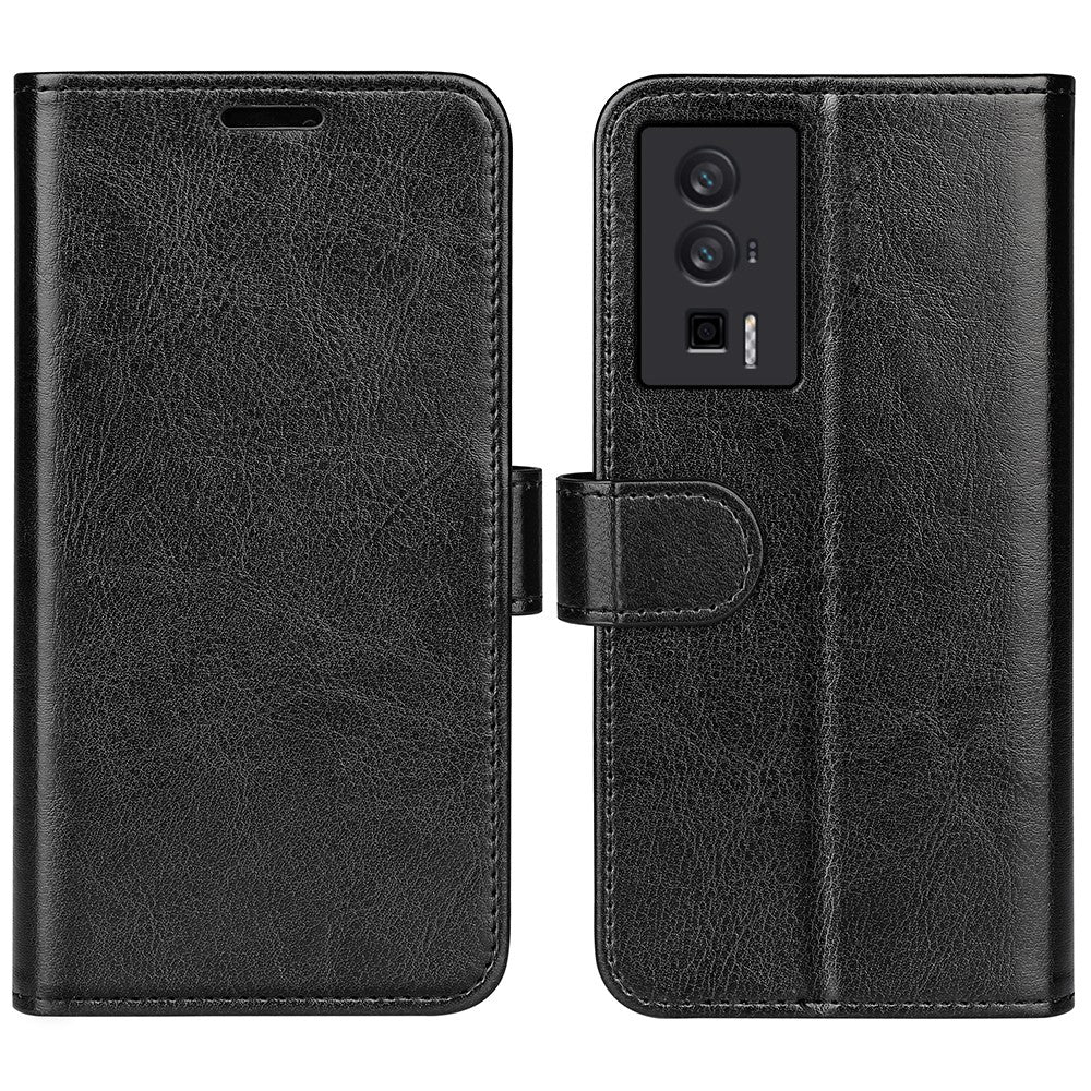 Mobilcover til Xiaomi Poco F5 Pro 5G / Redmi K60 Pro 5G / K60 5G, reptåleligt læderpungcover med Crazy Horse-tekstur og stativ