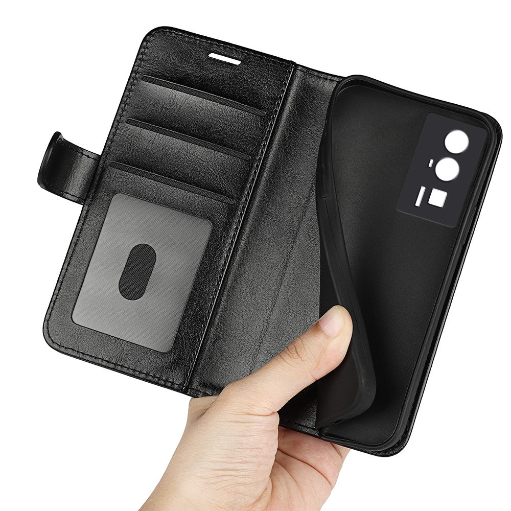 Mobilcover til Xiaomi Poco F5 Pro 5G / Redmi K60 Pro 5G / K60 5G, reptåleligt læderpungcover med Crazy Horse-tekstur og stativ