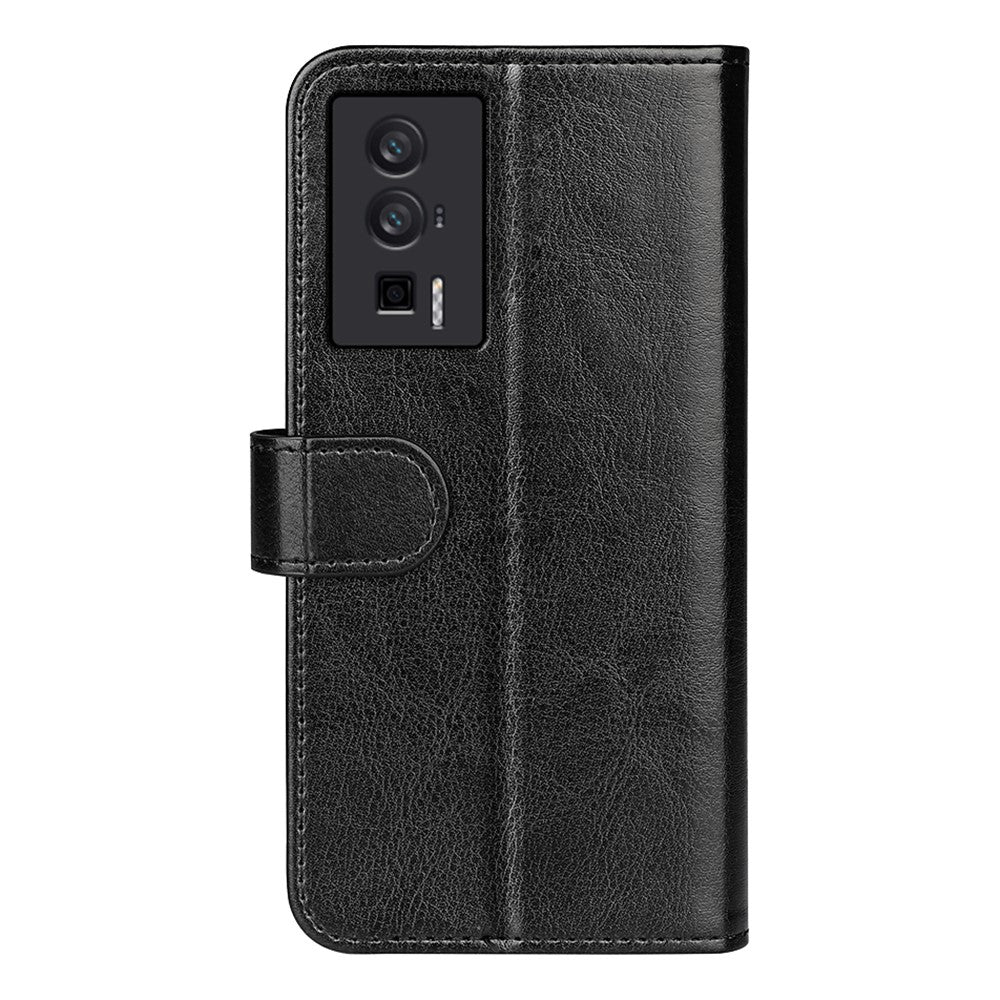 Cell Phone Cover For Xiaomi Poco F5 Pro 5G / Redmi K60 Pro 5G / K60 5G , Crazy Horse Texture Scratch-resistant Leather Wallet Case Stand