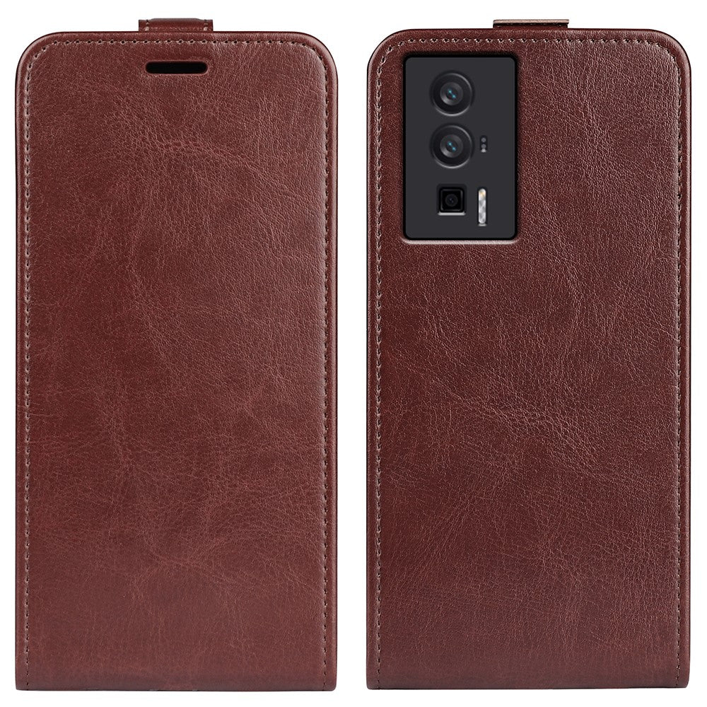 For Xiaomi Poco F5 Pro 5G / Redmi K60 Pro 5G / K60 5G PU Leather Crazy Horse Texture Vertical Flip Phone Cover Card Holder