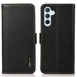KHAZNEH Til Samsung Galaxy A34 5G RFID-blokerende pung etui Ægte okselæder Stander Telefoncover