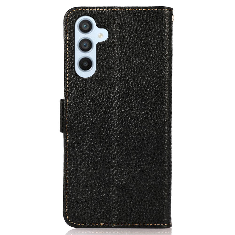 KHAZNEH Til Samsung Galaxy A34 5G RFID-blokerende pung etui Ægte okselæder Stander Telefoncover