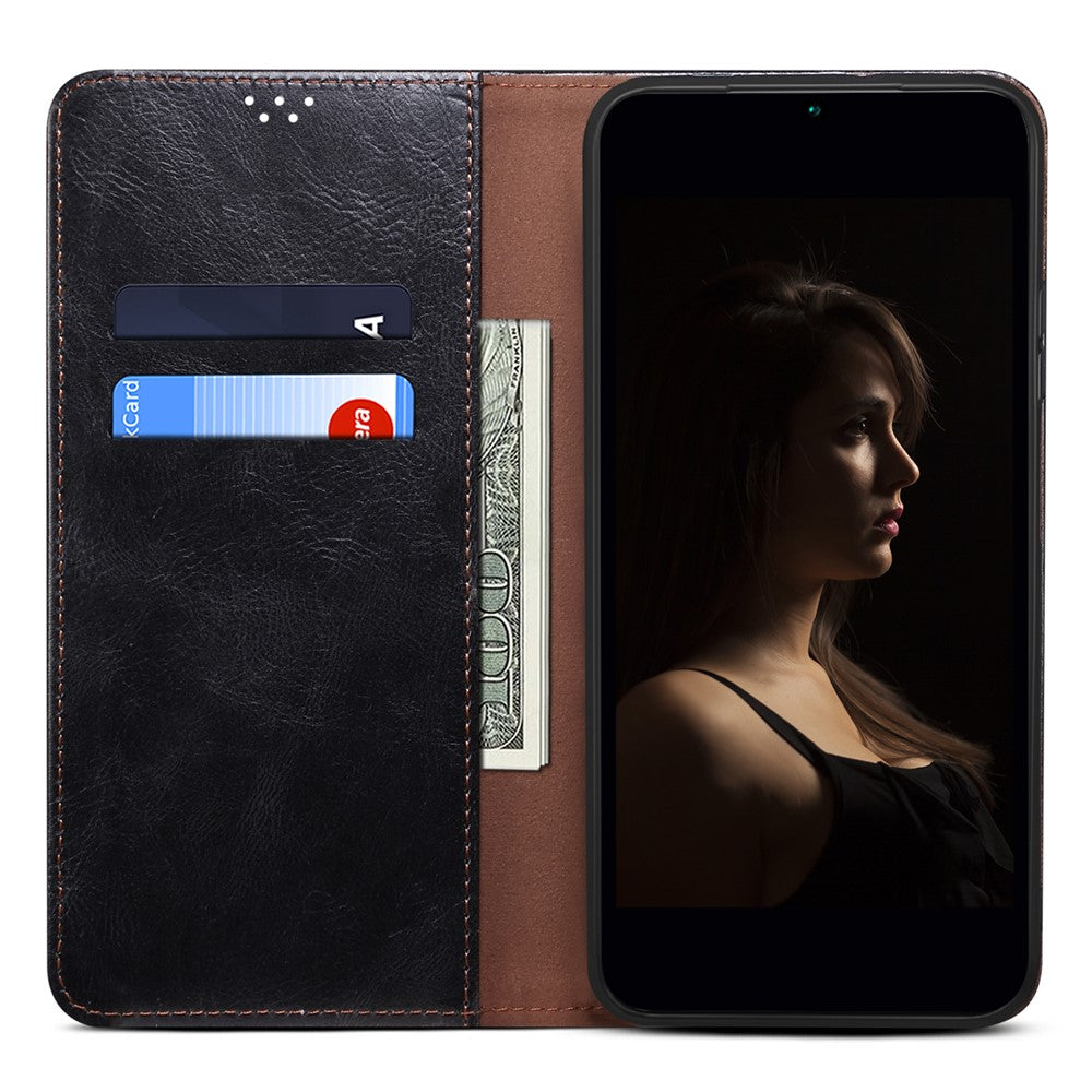 For Oppo A78 5G / A58x 5G / A58 5G Waxy Crazy Horse Texture Anti-drop Phone Case Leather Stand Wallet Phone Cover