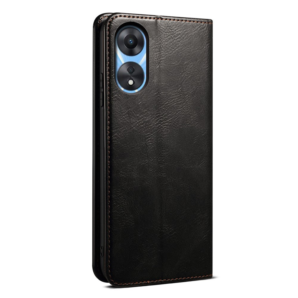 For Oppo A78 5G / A58x 5G / A58 5G Waxy Crazy Horse Texture Anti-drop Phone Case Leather Stand Wallet Phone Cover