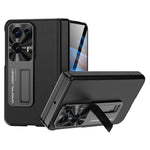 For Oppo Find N2 5G Hinge Protection Kickstand Phone Case PU Leather + PC Back Cover with Tempered Glass Film
