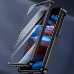For Oppo Find N2 5G Hinge Protection Kickstand Phone Case PU Leather + PC Back Cover with Tempered Glass Film