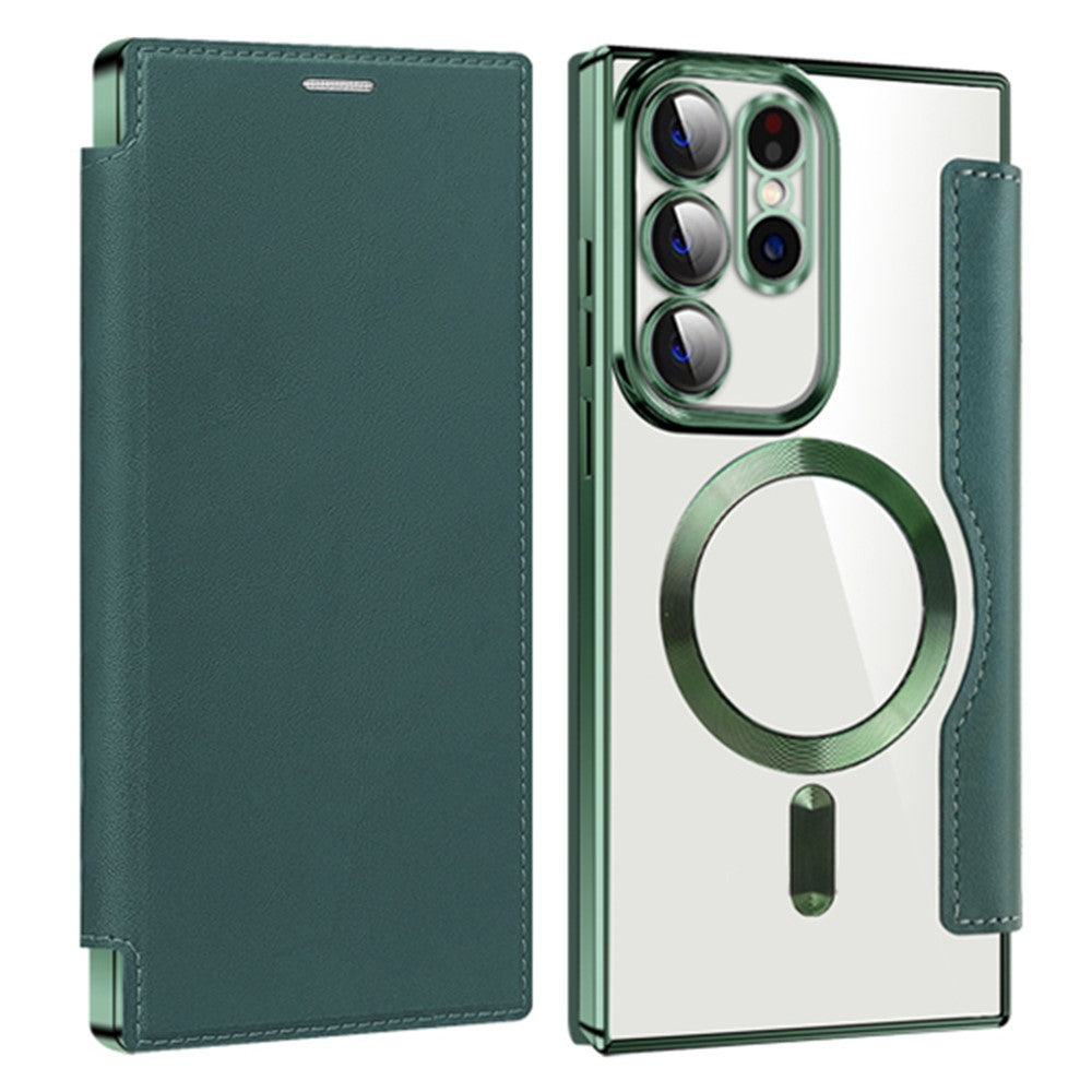 Card Holder Phone Case for Samsung Galaxy S23 Ultra Leather+TPU RFID Blocking Magnetic Phone Cover