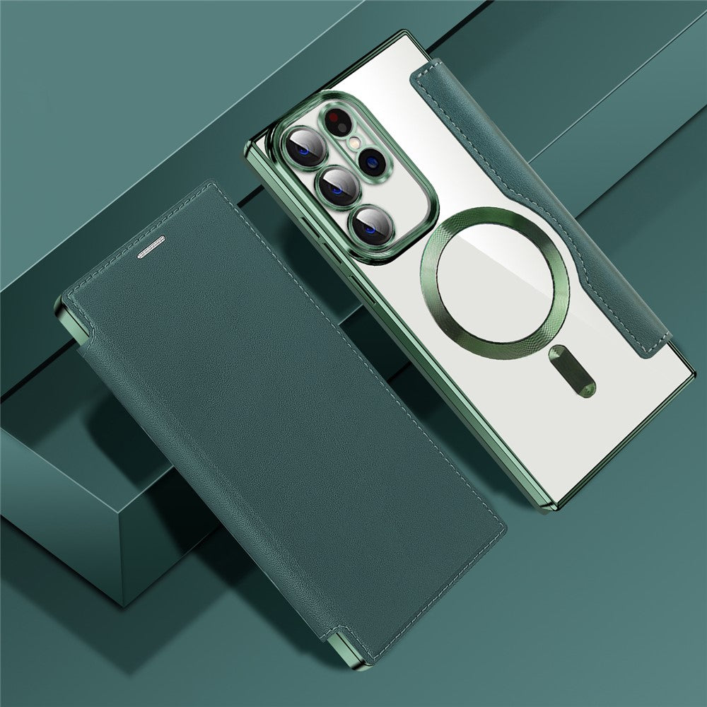 Card Holder Phone Case for Samsung Galaxy S23 Ultra Leather+TPU RFID Blocking Magnetic Phone Cover