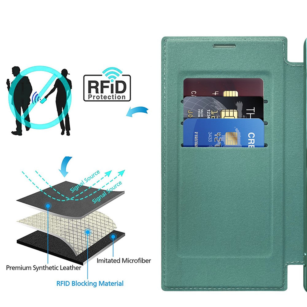 Card Holder Phone Case for Samsung Galaxy S23 Ultra Leather+TPU RFID Blocking Magnetic Phone Cover