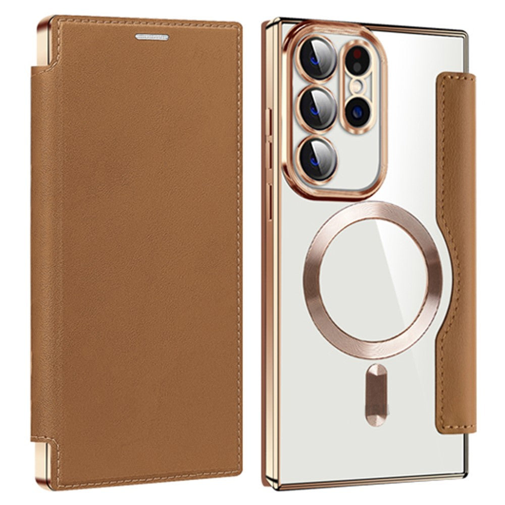 Card Holder Phone Case for Samsung Galaxy S23 Ultra Leather+TPU RFID Blocking Magnetic Phone Cover