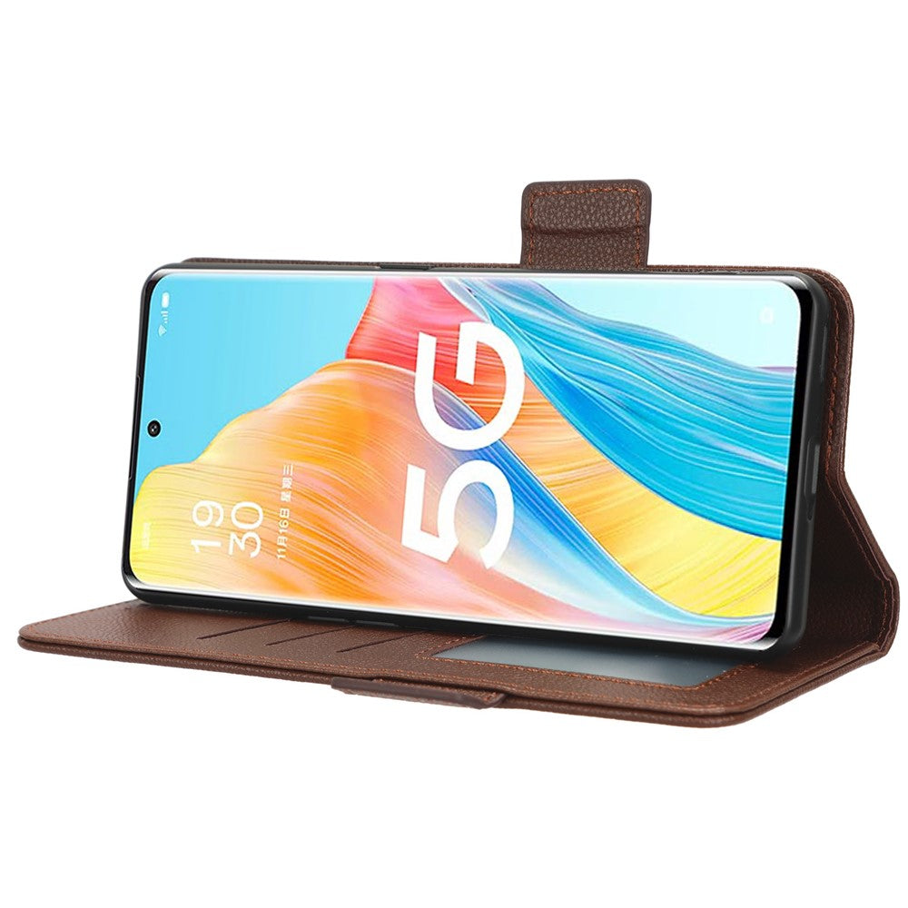 Oppo Reno8 T 5G / A1 Pro 5G mobilskal Plånboksfodral Litchitextur PU-läder mobilskal med dubbla magnetiska spännen