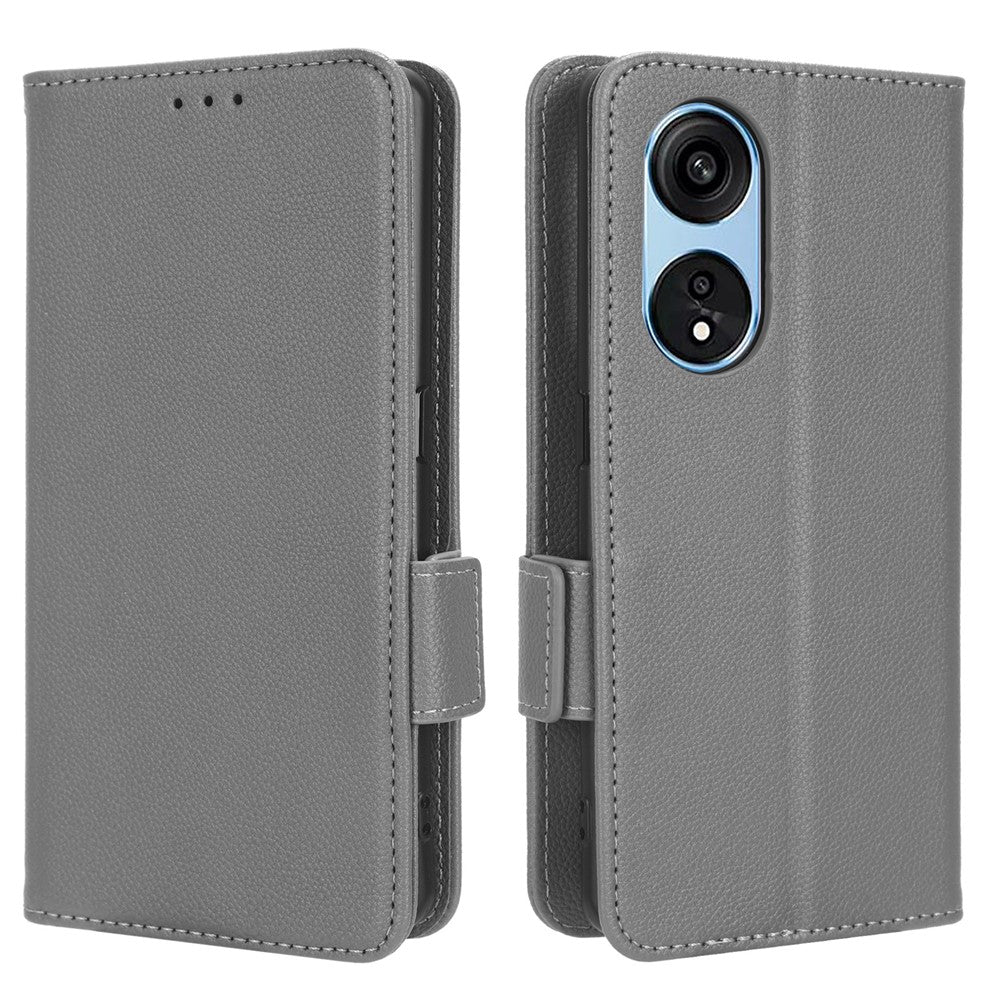 Oppo Reno8 T 5G / A1 Pro 5G mobilskal Plånboksfodral Litchitextur PU-läder mobilskal med dubbla magnetiska spännen
