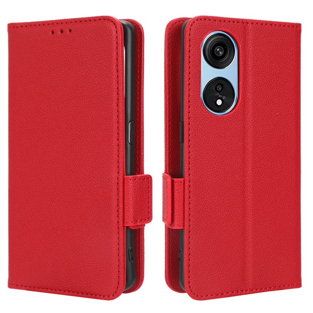 Oppo Reno8 T 5G / A1 Pro 5G mobilskal Plånboksfodral Litchitextur PU-läder mobilskal med dubbla magnetiska spännen