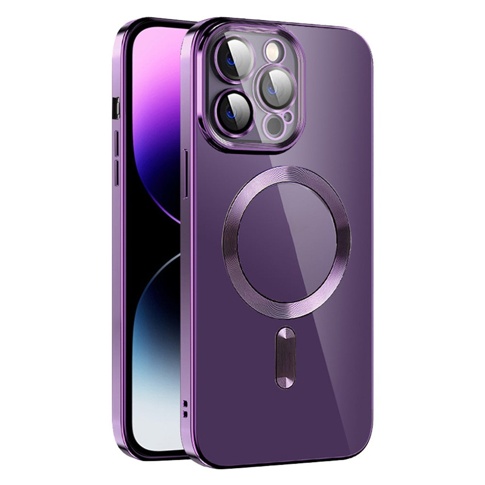 Magnetisk telefoncover til iPhone 14 Pro, CD-tekstur TPU + PC galvaniseret telefoncover