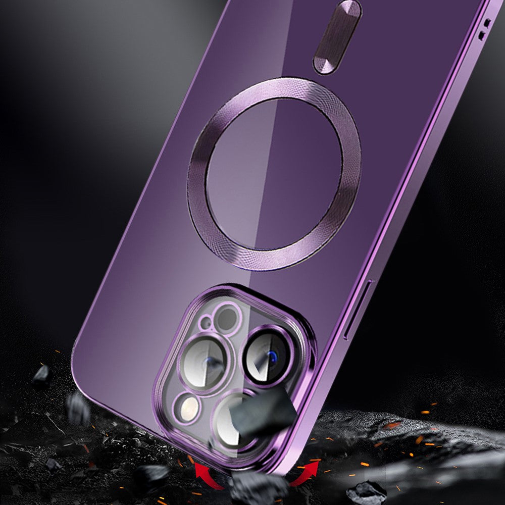 Magnetisk telefoncover til iPhone 14 Pro, CD-tekstur TPU + PC galvaniseret telefoncover