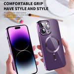 Magnetisk telefoncover til iPhone 14 Pro, CD-tekstur TPU + PC galvaniseret telefoncover