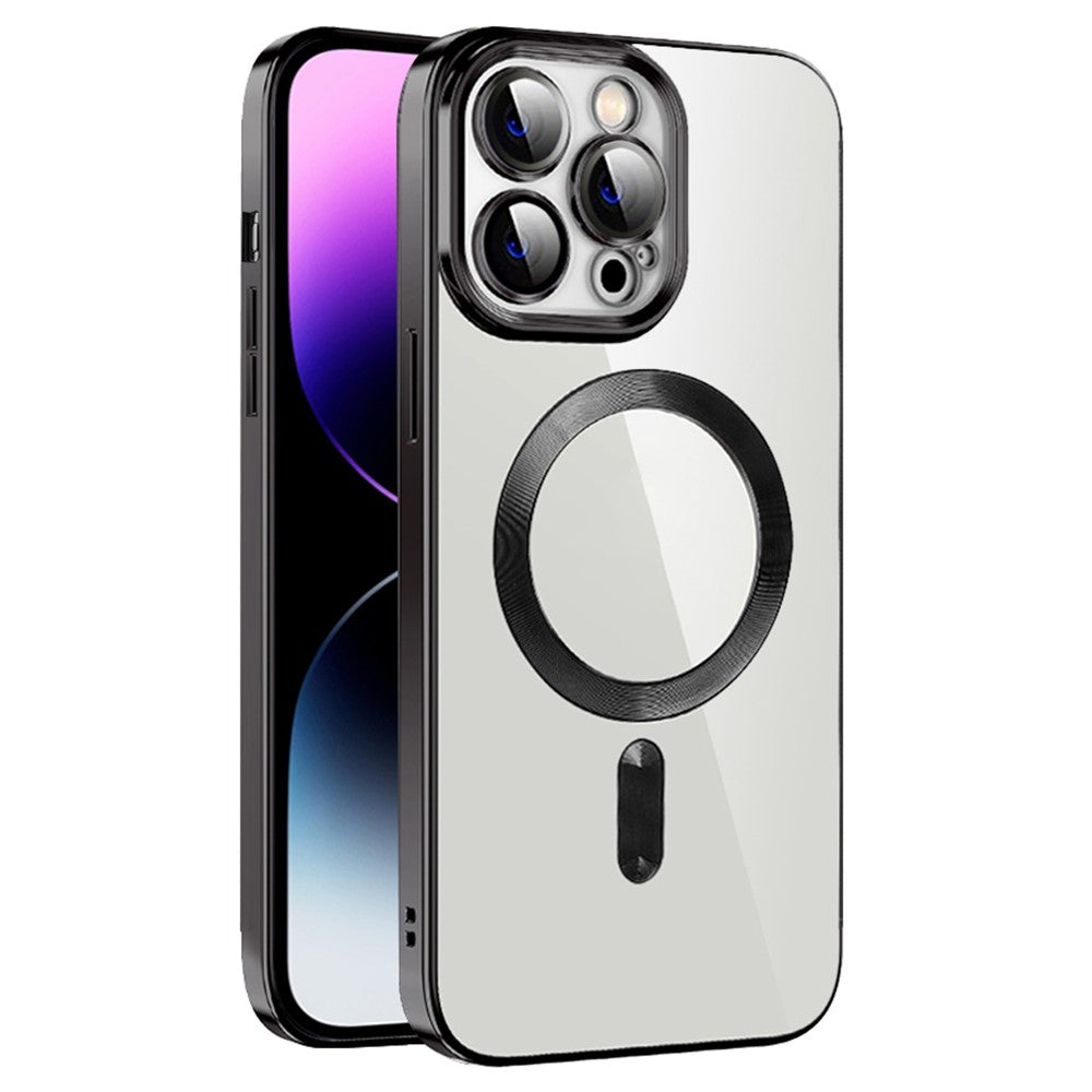 Magnetisk telefoncover til iPhone 14 Pro, CD-tekstur TPU + PC galvaniseret telefoncover