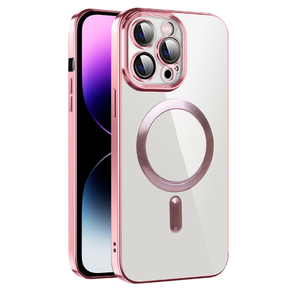 Magnetisk telefoncover til iPhone 14 Pro, CD-tekstur TPU + PC galvaniseret telefoncover