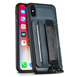 SUTENI H13 Telefoncover med Håndrem og Støttefod til iPhone XS Max med Kortholder i PU-læderbelagt PC + TPU