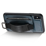 SUTENI H13 Telefoncover med Håndrem og Støttefod til iPhone XS Max med Kortholder i PU-læderbelagt PC + TPU