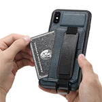 SUTENI H13 Telefoncover med Håndrem og Støttefod til iPhone XS Max med Kortholder i PU-læderbelagt PC + TPU
