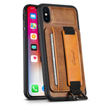 SUTENI H13 Telefoncover med Håndrem og Støttefod til iPhone XS Max med Kortholder i PU-læderbelagt PC + TPU