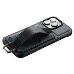 SUTENI H13 Card Holder Phone Case for iPhone 12 Pro Leather Coated PC + TPU Kickstand Phone Cover with Hand Strap