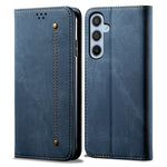 Fallsäkert mobilskal för Samsung Galaxy A24 4G (162,1 x 77,6 x 8,3 mm) Jeanstygtexturerat läderfodral med stativ, plånbok