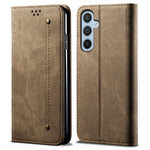 Fallsäkert mobilskal för Samsung Galaxy A24 4G (162,1 x 77,6 x 8,3 mm) Jeanstygtexturerat läderfodral med stativ, plånbok