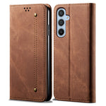 Fallsäkert mobilskal för Samsung Galaxy A24 4G (162,1 x 77,6 x 8,3 mm) Jeanstygtexturerat läderfodral med stativ, plånbok
