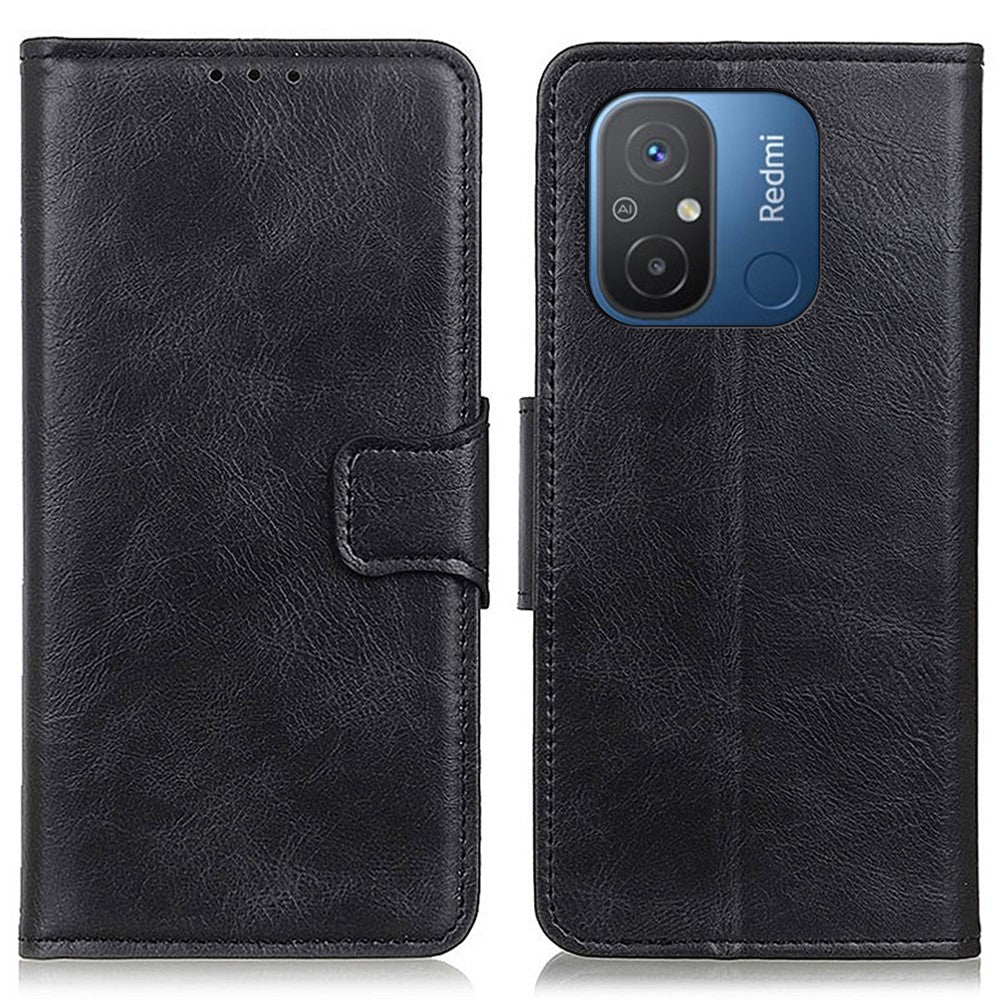 Phone Case for Xiaomi Poco C55 4G / Redmi 11A 4G / 12C 4G Crazy Horse Texture PU Leather Stand Wallet Cover